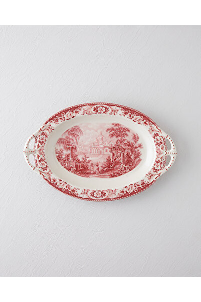 English Home Preston Stoneware Boat Plate 36 cm Burgundy