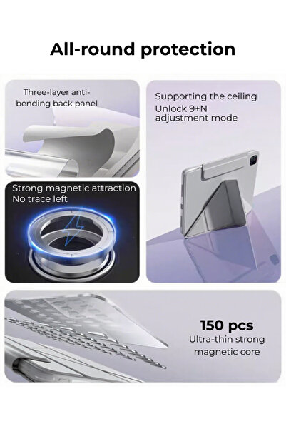 yaqeen HONOR Pad 9 12.1-Inch Pad Case 720 Degree Convenient Magnetic Attachment Shockproof Y Folding Stand