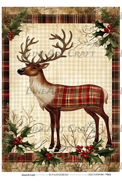 LİNEART New Year Pattern Rice Decopage Paper No:Y963- 29X42Cm