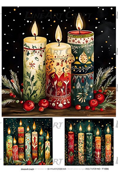 LİNEART New Year Pattern Rice Decopage Paper No:Y1006- 29X42Cm