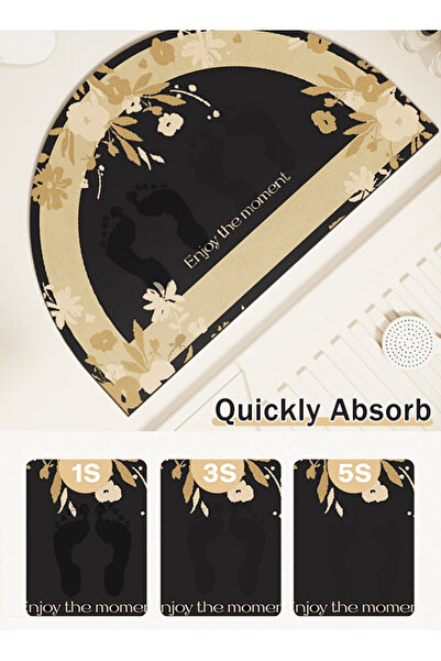 Generic Bathroom Rugs Mat Half Circle Soft Absorbent Unique Stylish Front Door Mat Kitchen Decor 40*60CM