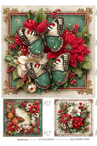 LİNEART Yılbaşı Deseni Pirinç Dekopaj Kağıdı No:Y1012- 29x42cm