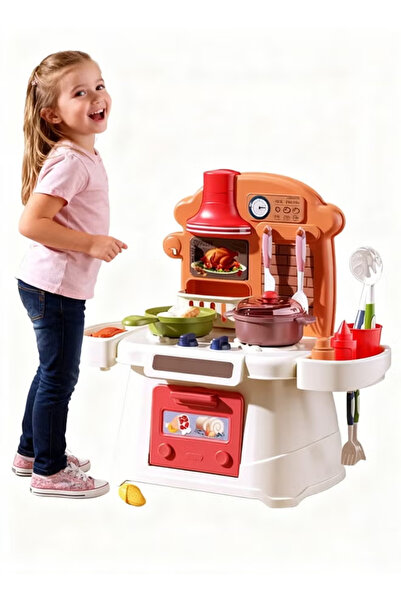 Generic Kitchen Playset, Kitchen Pretend Play Toy Set with Sound & Light, Cookware and Food
