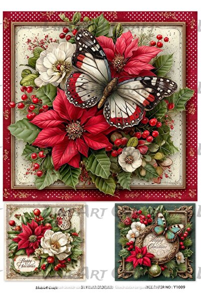 LİNEART Yılbaşı Deseni Pirinç Dekopaj Kağıdı No:Y1009- 29x42cm