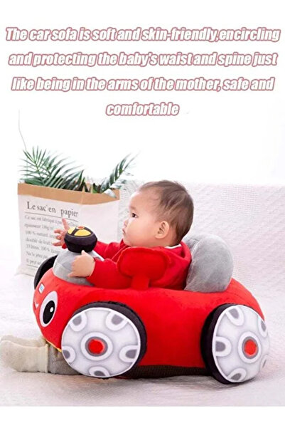Generic Cartoon Car Styling Plush Baby Sitting Training Sofa with Non-Slip Bottom, Gift for Kids Red