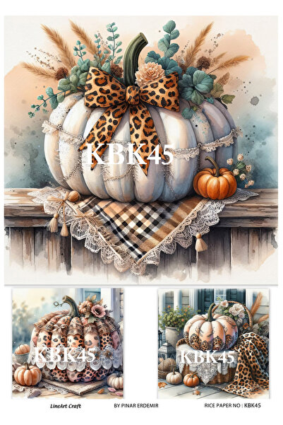 LİNEART Pumpkin Pattern Rice Decopage Paper No:Kbk45- 29X42Cm