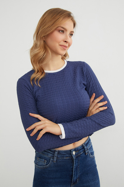 Fulla Moda Bürümcük Fabric Piped Blouse