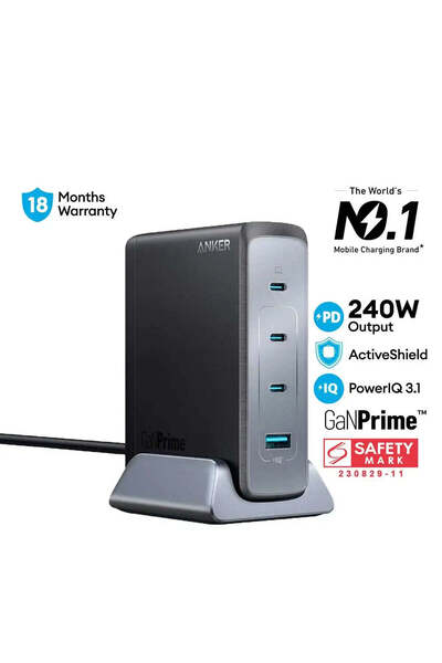 Anker باور بورت 240 واط 3 سي/1 أمبير PD GAN أسود