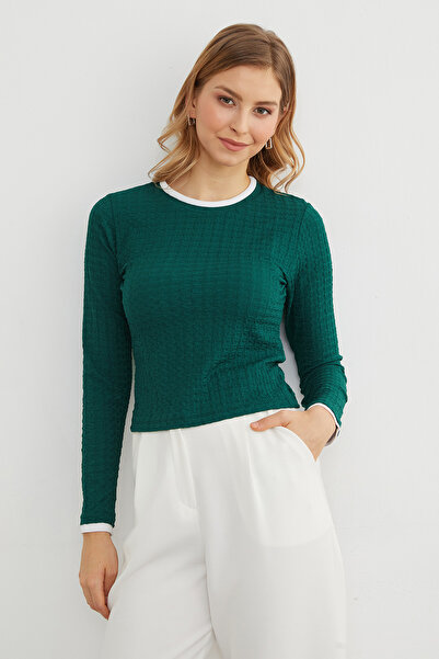 Fulla Moda Bürümcük Fabric Piped Blouse