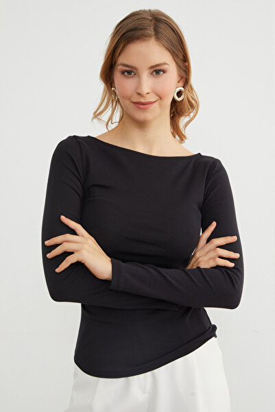 Fulla Moda Draped Boat Neck Body with Side Panels