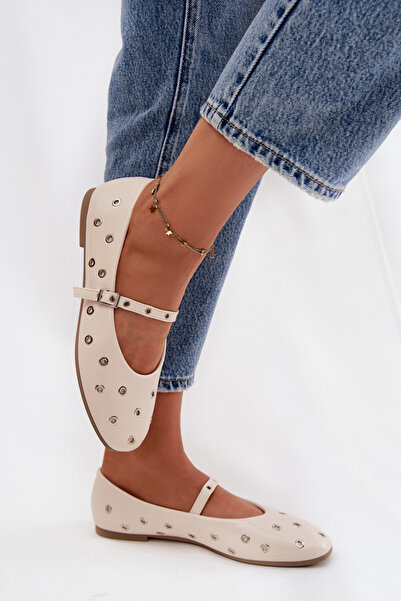 BOTO Women's ballet flats with beige strap and buckle Janelor 41