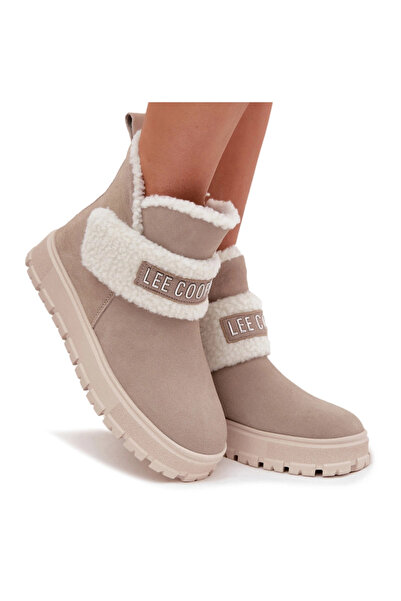 Lee Cooper Women's winter boots made of nubuck with fur LCJ 25 01 3739 Light gray 41