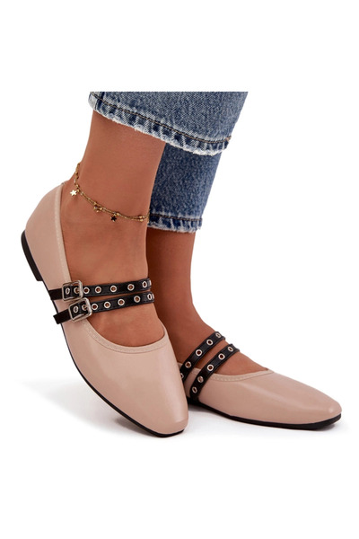 BOTO Women's Ballet Flats With Straps Beige Deliora 36