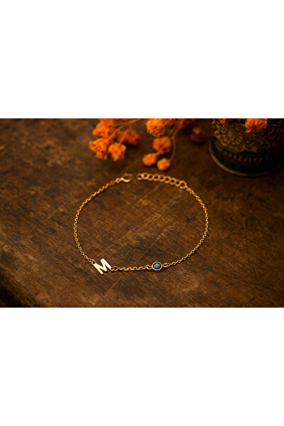 Soleildor 925 ayar Orijinal Gümüş Harfli Doğum Taşlı Gümüş Bileklik