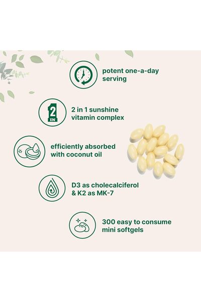 Micro ingredients Vitamin D3 5,000 IU + K2 MK-7 100 mcg, 300 Softgels