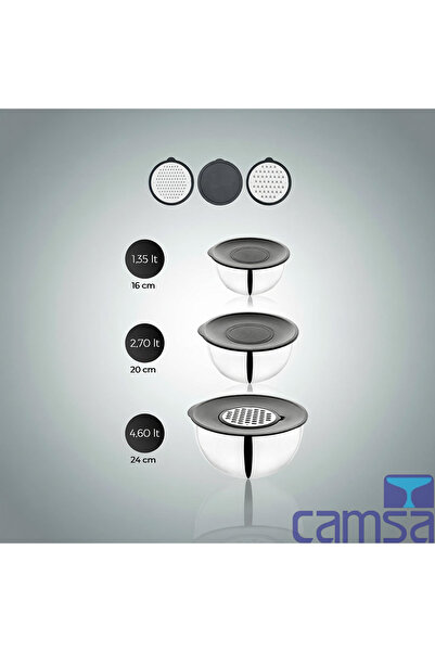 Queen’s Kitchen 9 Pieces Mixing and Storage Bowl with Grater (16-20-24 cm)