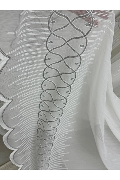 NİVEMESHOME V-105 Marina Silver 1/3 Bamboo Tulle Curtain