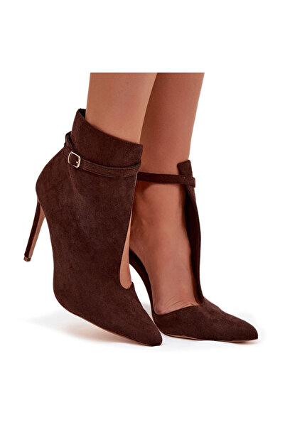 BOTO Women's high-heeled ankle boots in chocolate suede leather Amalundi 39
