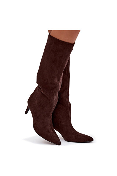 BOTO Women's insulated lace-up high heel boots Chocolate Olivienne 36