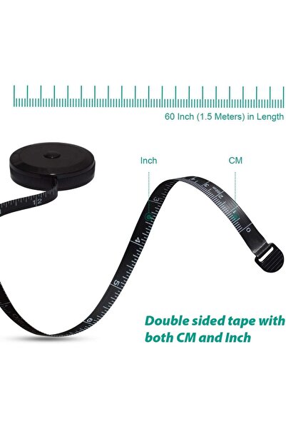 Generic Retractable Body Tape Measure 150cm 60in Dual Sided for Sewing Tailor Cloth Craft Black