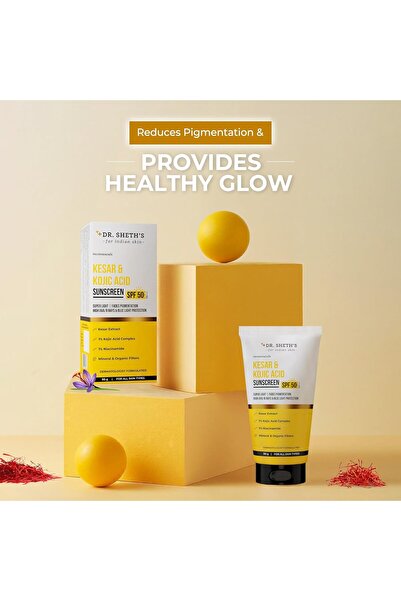 Dr. Sheth's واقي شمس بخلاصة الزعفران وحمض الكوجيك SPF 50 PA++++ - 50 جم