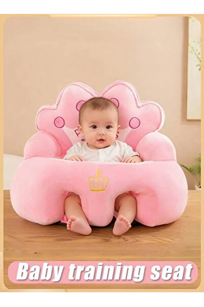 Generic Crown-Shaped Plush Baby Sitting Sofa: Non-Slip, Aids Sitting, Ideal Kids' Gift,pink