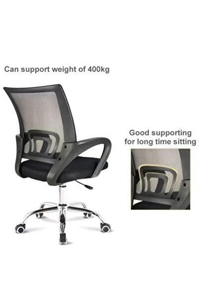 Generic Mesh Adjustable Office Chair with Metal Leg Black 25x55x50cm