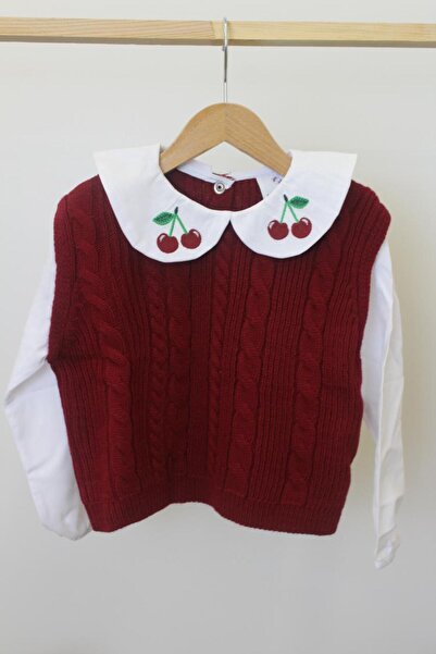 PİNİ CO Yaka detaylı kiraz nakışlı 2 li triko takım