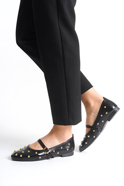 senzora Troklu Women's Ballet Flats Black Patent Leather