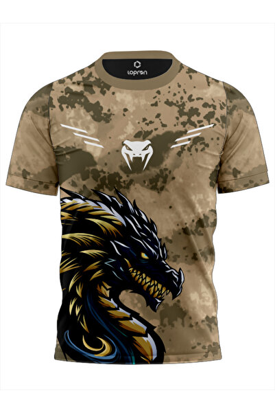 Lopron Kamuflaj desen Antreman Forma Gym UFC t-shirt Asker Tişort