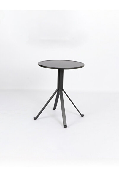 BEC13 Round black metal serving table with a modern design