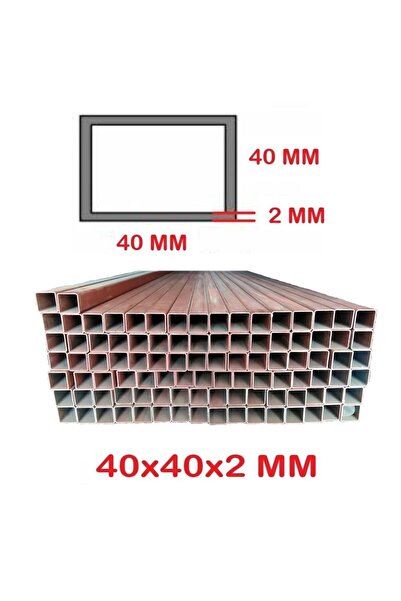 TOSÇELİK Boyalı (2mt) 40 x 40 x 2 mm Kutu Profil Boru Metal 40x40x2 Demir (10 Adet)