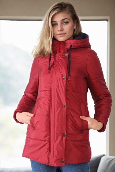 Dewberry Z9660 Coat-Burgundy