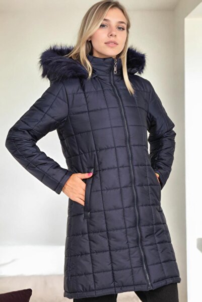 Dewberry Z9653 Coat-Dark Blue