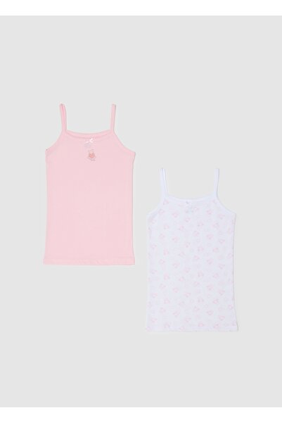 Ovs Multicolour pure cotton girls' vest twin pack