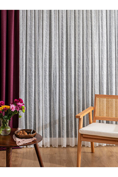 LUNETT HOME Ready to Use Ice Cracked Pattern Tulle Pattern Cream Color Sparse (1X2) Pleated Sewing Tulle Curtain