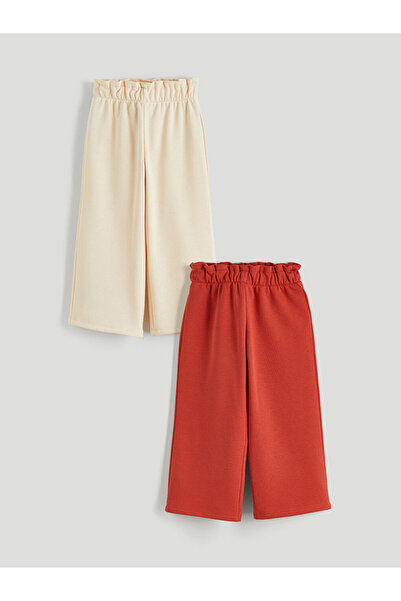 LC Waikiki Rmz Gi̇yi̇m Farkiyla Girls' Thick Sweatpants with Waist Cord, Pack...