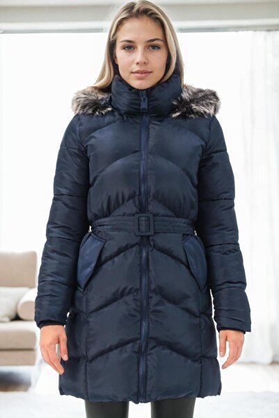 Dewberry Z9768 Coat-Dark Blue