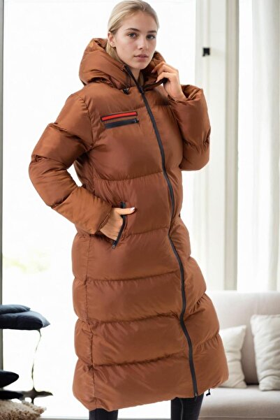 Dewberry Z6756 Inflatable Coat-Camel-1
