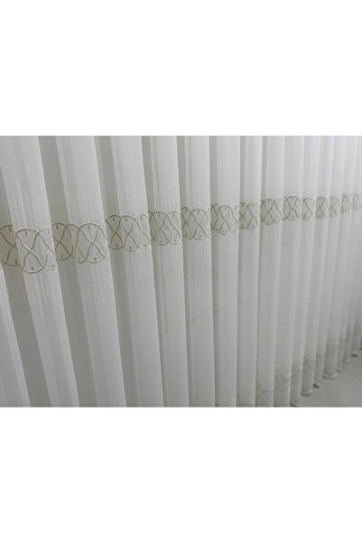 NİVEMESHOME V-117 Marina Gold 1/3 Bamboo Tulle Curtain