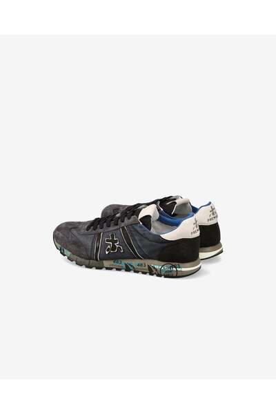 Premiata Men's Logo Embossed Patterned Fabric and Suede Detailed Comfortable Sole Gray Sneaker Lucy 7770-Anthracite