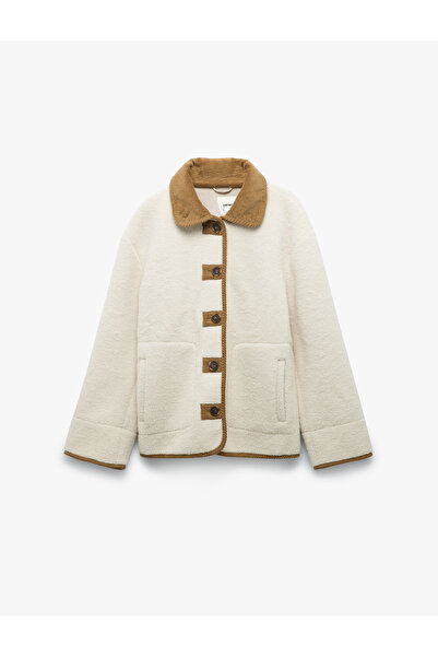 Koton Long Sleeve Buttoned Pocketed Double-Breasted Classic Collar Plush Coat