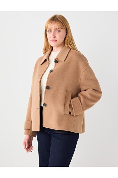 Jimmy Key Camel Hair Relaxed Fit Double-Breasted Collar Wool Blend Cashmere Coat