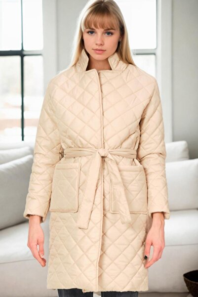 Dewberry Z6722 Coat-Beige-1