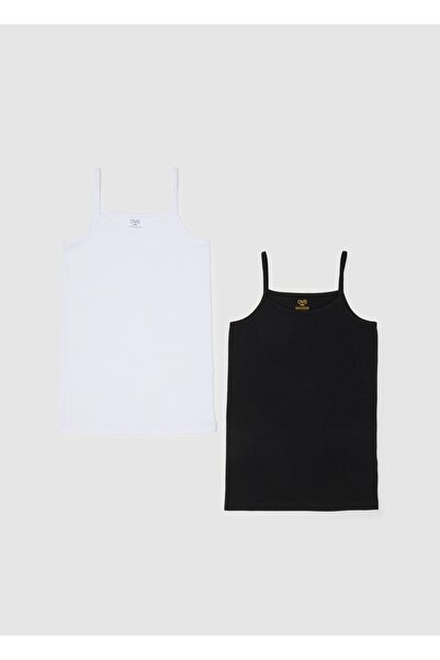 Ovs Girl's multicolour stretch cotton vest twin pack