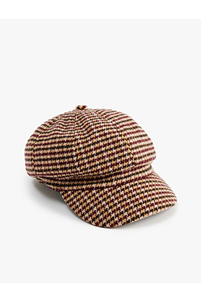 Koton Houndstooth Patterned Cap Hat
