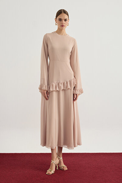Birgül Bektaş Ruffle Detailed Chiffon Dress