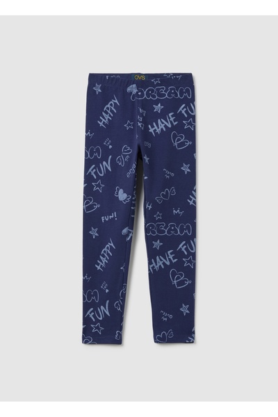 Ovs Girls' blue stretch cotton leggings