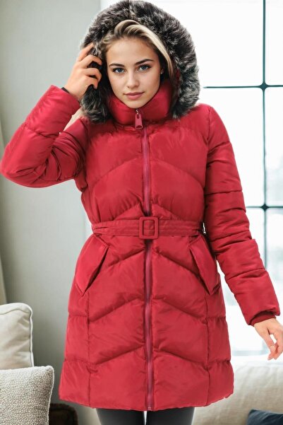 Dewberry Z9768 Coat-Bordo