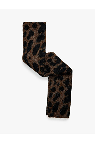 Koton Μαλακό υφήματος μακρύ κασκόλ με λεοπάρ σχέδιο